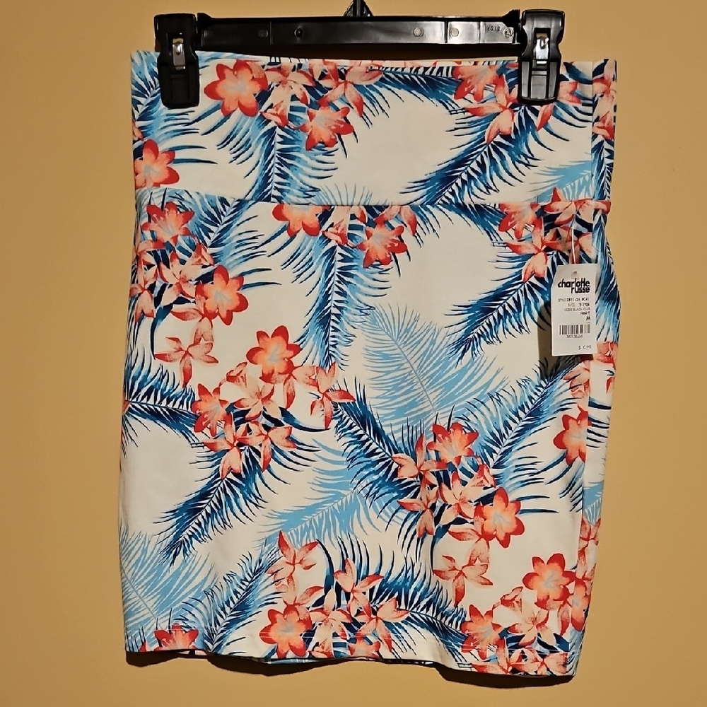 Charlotte Russe Blue and Pink Tropical Skirt